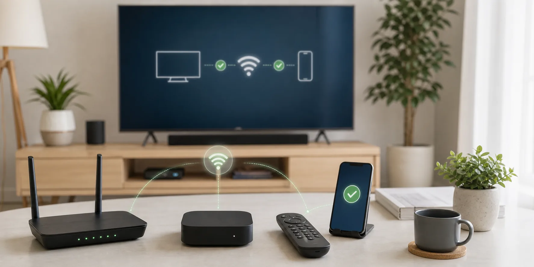 Device registration steps on a TV and phone